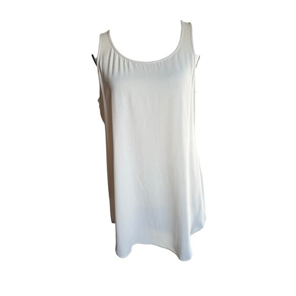 EILEEN FISHER Tank Medium 100% Silk Georgette Crepe Bone Scoop Neck Tunic Women - Picture 7 of 7